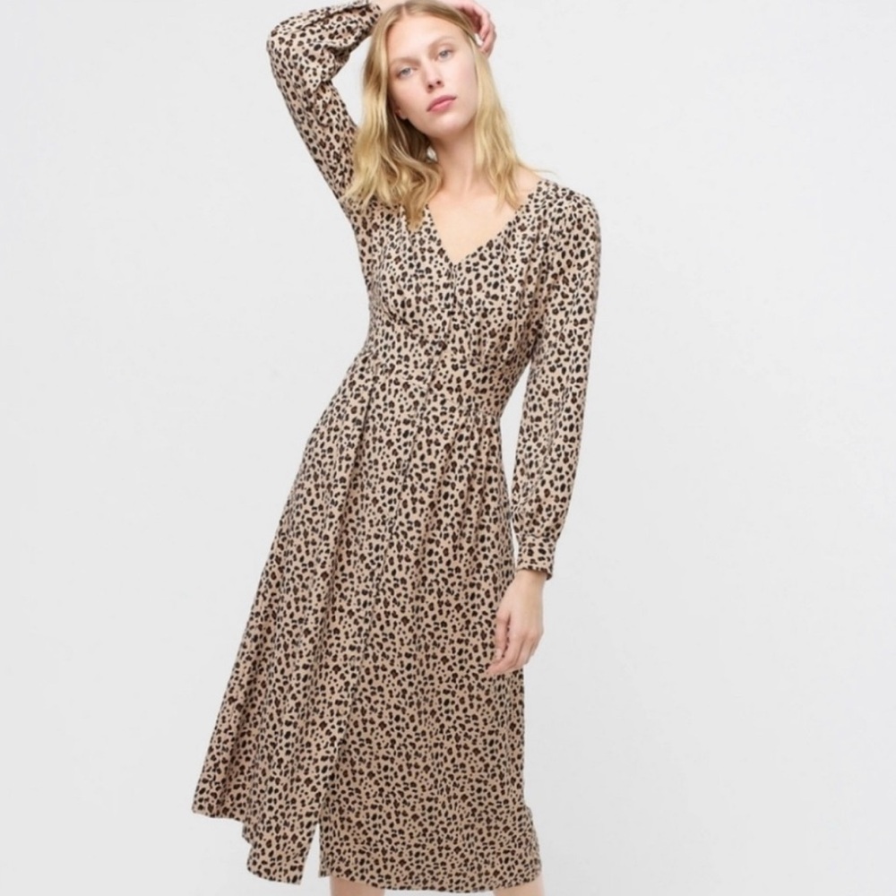J. Crew NWT leopard print v-neck button front maxi dress size 6